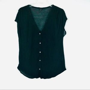 Aritzia Babaton Cap sleeve Sheer button front Tee